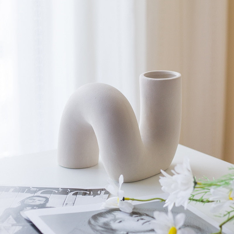 Vase beige en céramique Aima