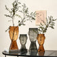 Vase visage vintage en verre transparent gris ou marron